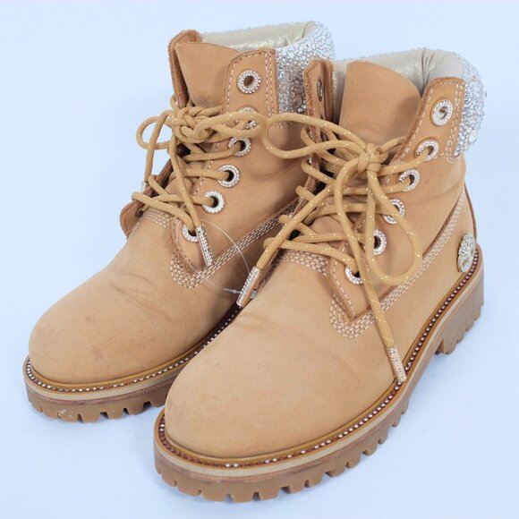 Jimmy Choo x Timberland boots Womens sz 5 Swarovski crystal embellished shoes - Picture 3 of 16